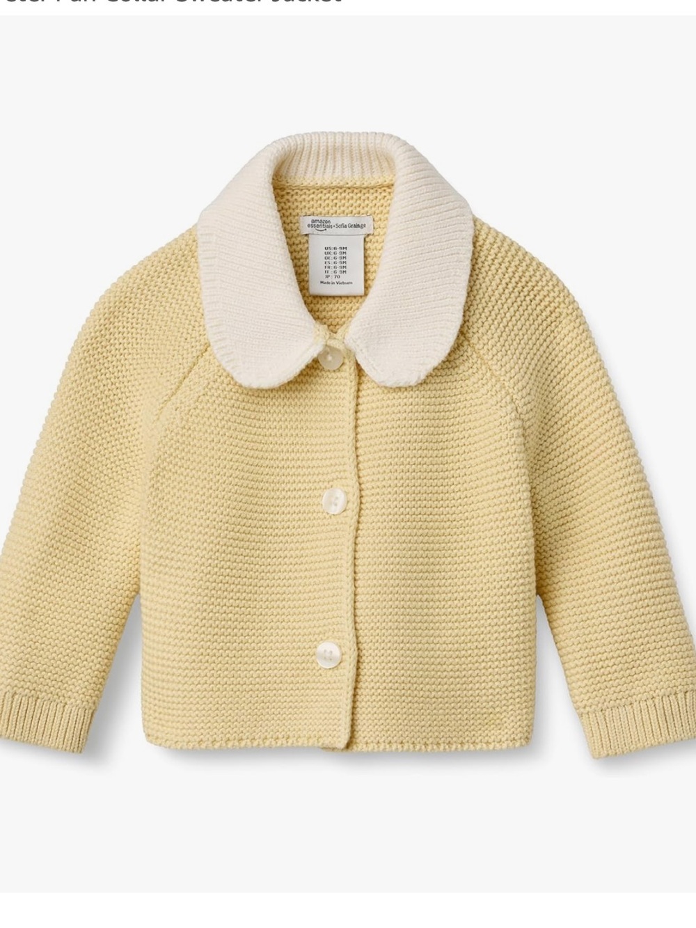 Sofia Grainge Yellow 100% Cotton Knit Collared Button Down Cardigan NEW Size 12M